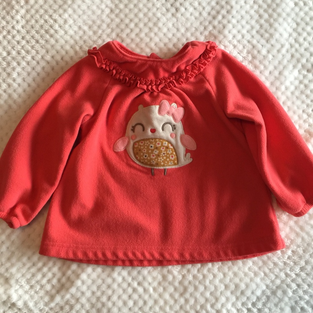 Fleece and ruffle sweater. 18 months.